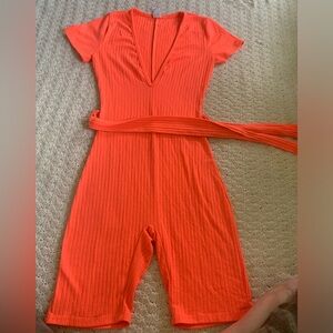 Neon orange romper